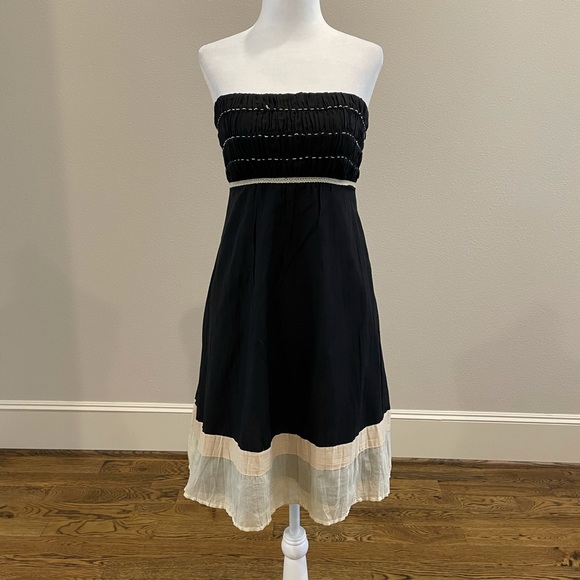 The Limited Dresses & Skirts - Strapless black and tan cotton silk dress